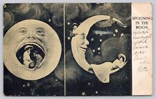 Vintage Postcard Spooning In The Moon 1907 Couple Romance picture