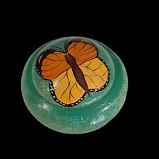 Butterfly Trinket Box Vintage Hand Painted Wood Jewelry Box  Artist Signed picture