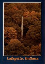 Lafayette Indiana Tippecanoe Battlefield monument autumn foliage postcard sku969 picture