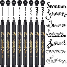 Calligraphy Pens Hand Lettering Pens 8 Size Calligraphy Pens For Writing Black picture