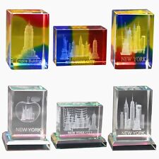 6 Pack of 3D Laser Etched Crystals, Paperweight, Clear Crystal Cube Glass Gifts picture