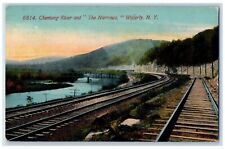 c1910 Chemung River Narrows Railroad Waverly New York Vintage Unposted Postcard picture