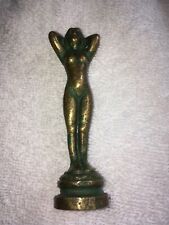 Antique French Art Nouveau Solid Bronze Nude Female Wax Seal. 3-1/8” High picture
