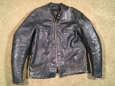 VTG BROOKS DETROIT Gold Label Cafe Racer Motorcycle BLACK Leather Jacket 44 M  picture