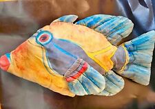 Vintage Maui Artist Signed Hand Painted Fish Body Pillow  -stored-25 yrs picture