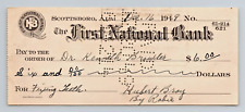 Vintage 1949 cancelled check THE FIRST NATIONAL BANK, Scottsboro,  Alabama picture