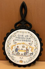 Vintage Cast Iron Trivet 'Give Us This Day Our Daily Bread