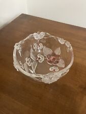 Mikasa Walther Bowl Carmen Rose Glass Pink Flower Frosted Leaves Vintage Germany picture