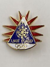 VINTAGE Lake Placid U.S. Olympics Mountain Snowflake Starburst Design Lapel Pin picture