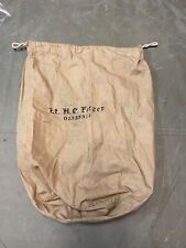 ORIGINAL WWII US ARMY INFANTRY BARRACKS LAUNDRY CARRY BAG- KHAKI, NAMED picture
