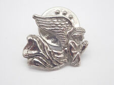 Angel Praying Silver Tone Vintage Lapel Pin picture