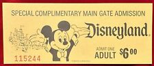 1979 DISNEYLAND COMPLIMENTARY MAINGATE ADMISSION TICKET Still Valid MINT E5 picture