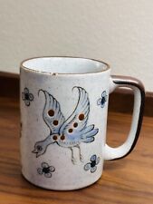 Vintage Ken Edwards Tonala Mexico 8 oz Coffee Mug Blue Bird Floral Butterfly Cup picture