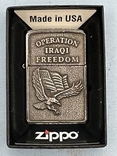Vintage 2003 Operation Iraqi Freedom Emblem Chrome Zippo Lighter picture