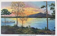 ME-Maine, Sunset On Moosehead Lake, Scenic View, Vintage Postcard￼ picture