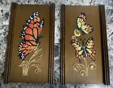 Vintage Set Of 2 Mosaic Butterfly Gravel Pebble Art Wall Art picture