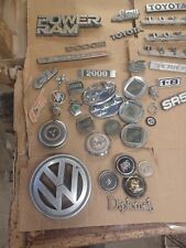 150+ PIECE LOT USED METAL CAR EMBLEMS - ALL MAKES & MODELS - DOMESTIC + IMPORT picture