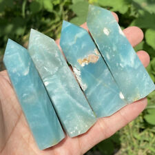 1pc Natural Blue Caribbean Calcite Tower Point Quartz Crystal Wand Healing Stone picture