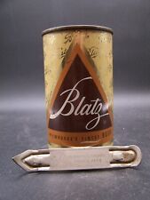 VINTAGE BLATZ 12 OUNCE FLAT TOP BEER CAN & OPENER NUMBERED BOTTOM OPENED NICE 1 picture
