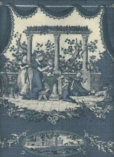 BTY 36x43 French Toile Edwardian Reproduction Blue Teal Ecru  w/ Medallions picture