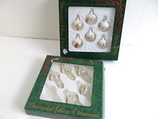 11 Vintage Style Holiday Time Decorated Glass Christmas Ornaments Glitter C2 picture