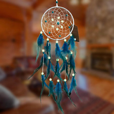 Blue Dream Catchers, Handmade Feather Native American Circular Net for Kids Bedr picture
