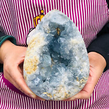4.66LB Natural Beautiful Blue Celestite Crystal Geode Cave Mineral Specimen picture