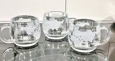 Vintage 70’s Nestle Nescafe World Globe Frosted Glass Coffee Mugs Cups Set of 3 picture