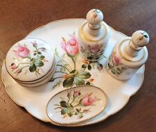 1870 RARE Antique Collingwood & Greatbatch Porcelain Dresser / Vanity Set Roses picture