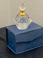 Vintage Crystal Perfume Bottle Small Rose Stopper Faceted New Original Box picture