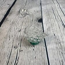 Vintage miniature hand blown glass swan  2.5” Long picture