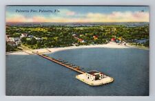 Palmetto FL-Florida, Aerial  Palmetto Pier, Manatee River, Vintage Postcard picture