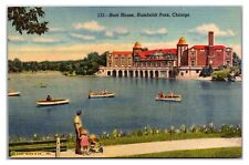 Vintage 1930s - Boat House Humboldt Park, Chicago, Illinois Postcard (UnPosted) picture
