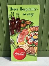 Vtg 1950 Coca Cola Stand-Up Vertical Advertising Litho Cardboard Sign 44 7/8