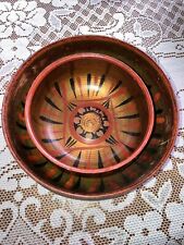 RARE FIND Antique Hand Painted Wooden Bowl Set Russian circa 1900. picture