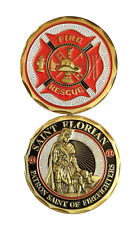 Fire Rescue Challenge Coin St. Florian Patron Saint of Firefighters Fireman Gift picture