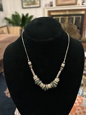 Vintage Native American Rolled Turquoise & Shell Heishi Bead Necklace picture