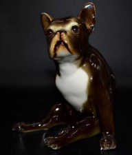 Porcelain Dog Statue Brown Sitting Bulldog Carved In Decor As A Gift Figure Rare picture