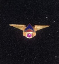 Vintage Delta Air Lines 10 Years Service Award 10K Gold Pin & Ruby Stone And Box picture
