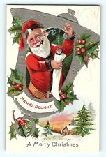 Mama's Delight A Merry Christmas Heart Necklace Santa Stocking Tuck Postcard E4 picture