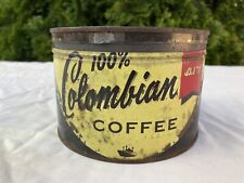 Vintage 100% Columbian Coffee Can, Tin, Key Wind, Donkey, Jaun Valdez, Ship, 1lb picture