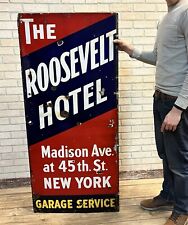 Vintage Roosevelt Hotel New York City Original Porcelain Advertising Sign Garage picture