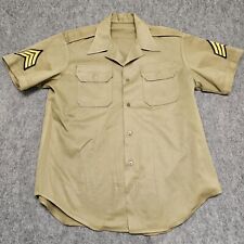 Vintage US Army Military Shirt Size Medium 8405-00-292-3354 Khaki Short Sleeve picture