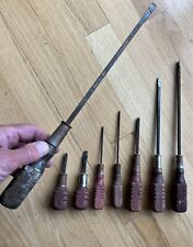 Lot of 8 Retro Rusty Vintage Wood Handle Screwdriver Phillips and Flathead  picture