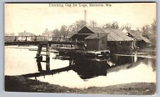 C.1910 MARINETTE, WI WISCONSIN CHECKING GAP FOR LOGS Postcard P50 picture