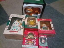 vintage garfield christmas ornaments Lot Of 5 And 1 Stocking Holder picture