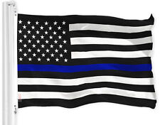 3'x5' THIN BLUE LINE 150D FLAG BLACK&WHITE, SUPPORT USA AMERICAN LAW ENFORCEMENT picture