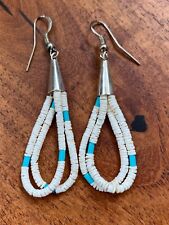 Santo Domingo Native American Heishi And Turquoise Earrings picture