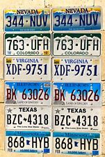 LICENSE PLATE - LOT OF 12 - 6 PAIRS - NV, CO, VA, IL, TX, MN, ARTS & CRAFTS picture