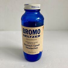 Vintage Bromo Seltzer Antacid/Analgesic Blue Bottle Upset Stomachs & Headaches picture